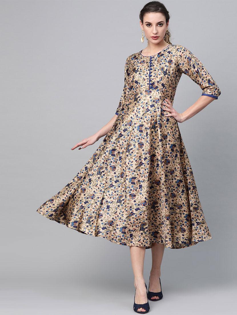 round neck floral flared dress dress - 16838153 - Zoom Image - 1