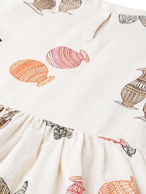 flute sleeves printed a-line dress - 16838155 - Standard Image - 4