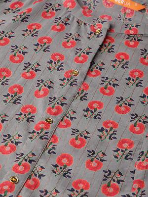 mandarin neck floral a-line dress - 16838170 - Standard Image - 4