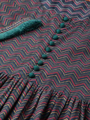 round neck gathered chevron maxi dress - 16838171 - Standard Image - 4