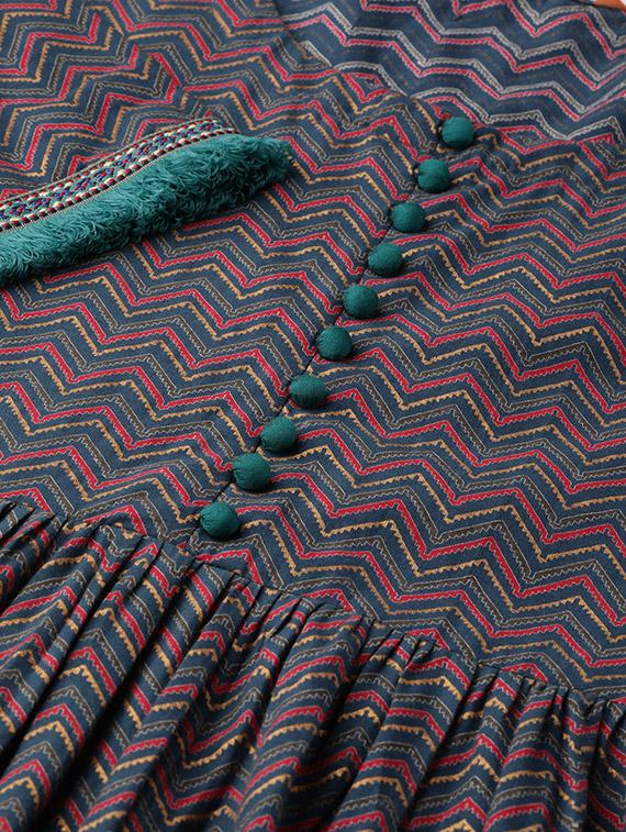 round neck gathered chevron maxi dress - 16838171 - Zoom Image - 4
