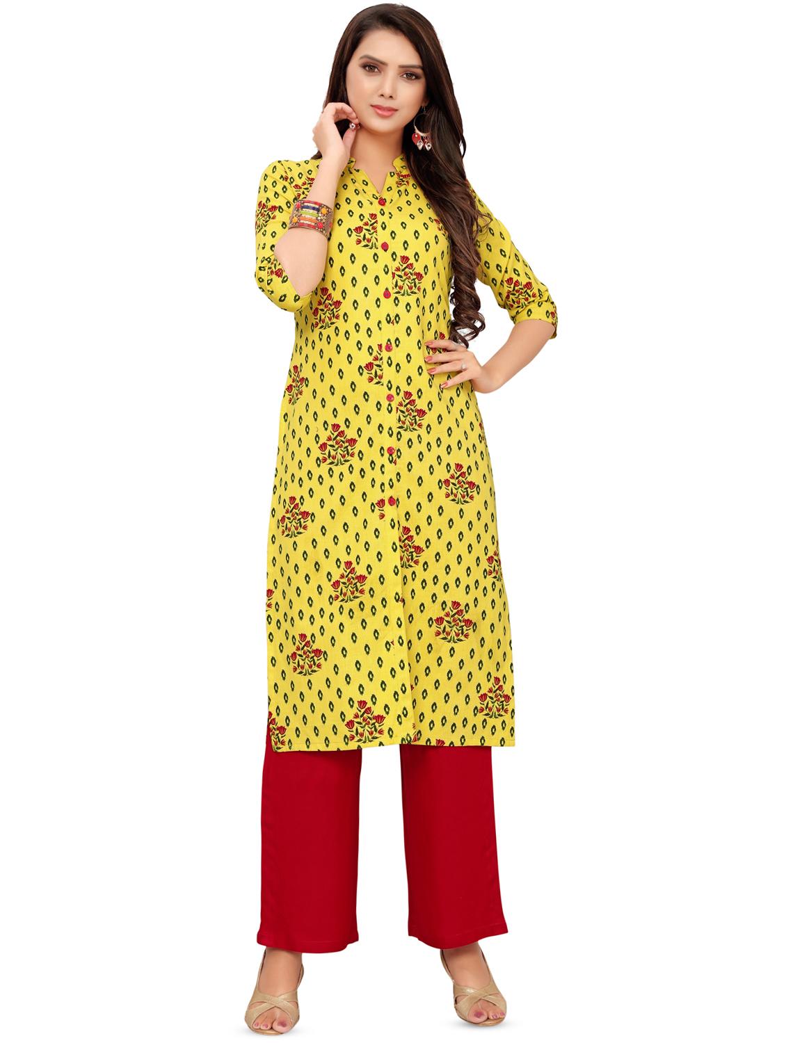 floral straight kurta - 16838211 - Zoom Image - 1