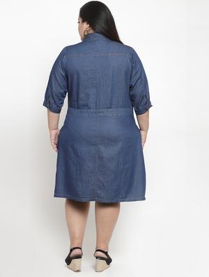 tie front embroidered plus dress - 16838219 - Standard Image - 3