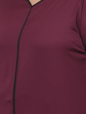 contrast piped bell sleeved top - 16838236 - Standard Image - 5