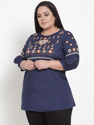 embroidered panel plus tunic - 16838244 - Standard Image - 2