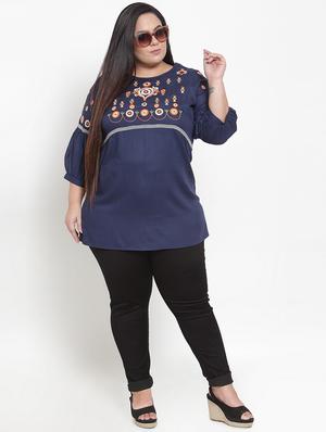 embroidered panel plus tunic - 16838244 - Standard Image - 4