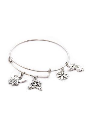 silver metal bangle bracelet - 16838301 - Standard Image - 2