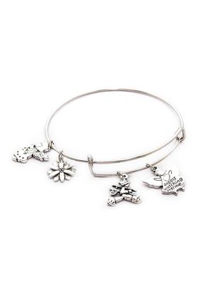 silver metal bangle bracelet - 16838301 - Standard Image - 3