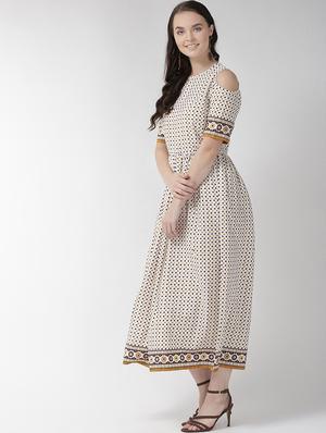 cold shoulder printed maxi dress - 16838318 - Standard Image - 2