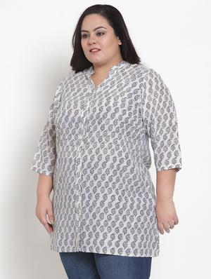 mandarin neck paisley plus tunic - 16838362 - Standard Image - 2
