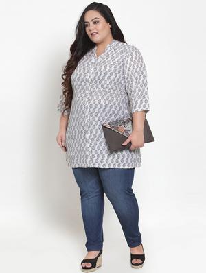 mandarin neck paisley plus tunic - 16838362 - Standard Image - 4