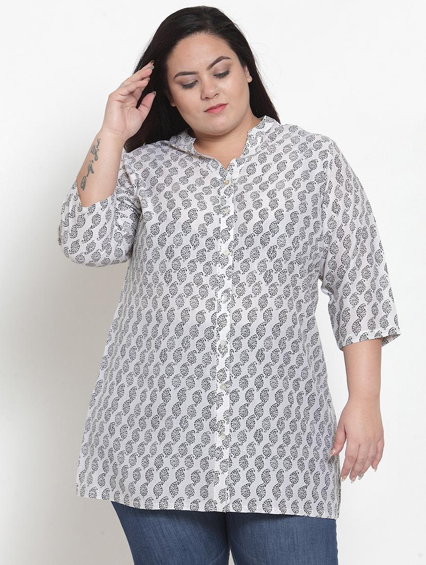 mandarin neck paisley plus tunic - 16838362 - Zoom Image - 1