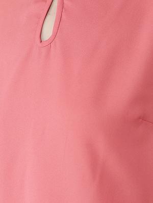 key hole neck dobby sleeved top - 16838371 - Standard Image - 5