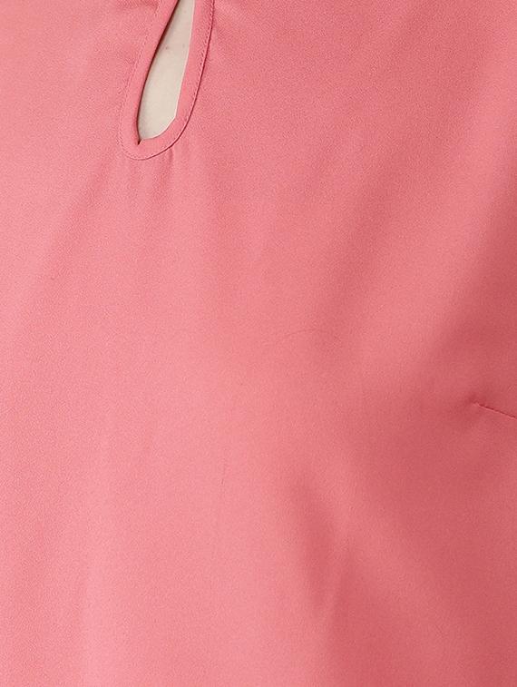 key hole neck dobby sleeved top - 16838371 - Zoom Image - 5