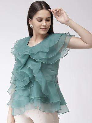 v-neck ruffled peplum top - 16838401 - Standard Image - 2