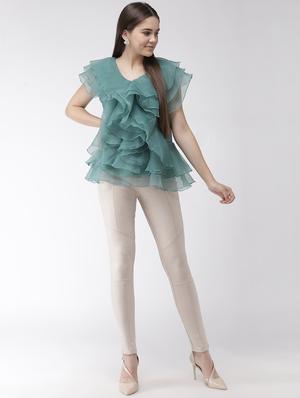v-neck ruffled peplum top - 16838401 - Standard Image - 4