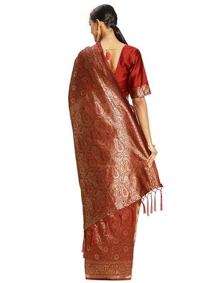 self design banarasi saree with blouse - 16838558 - Standard Image - 2