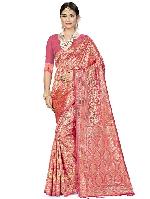 self design banarasi saree with blouse - 16838575 - Standard Image - 1