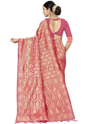 self design banarasi saree with blouse - 16838575 - Standard Image - 2