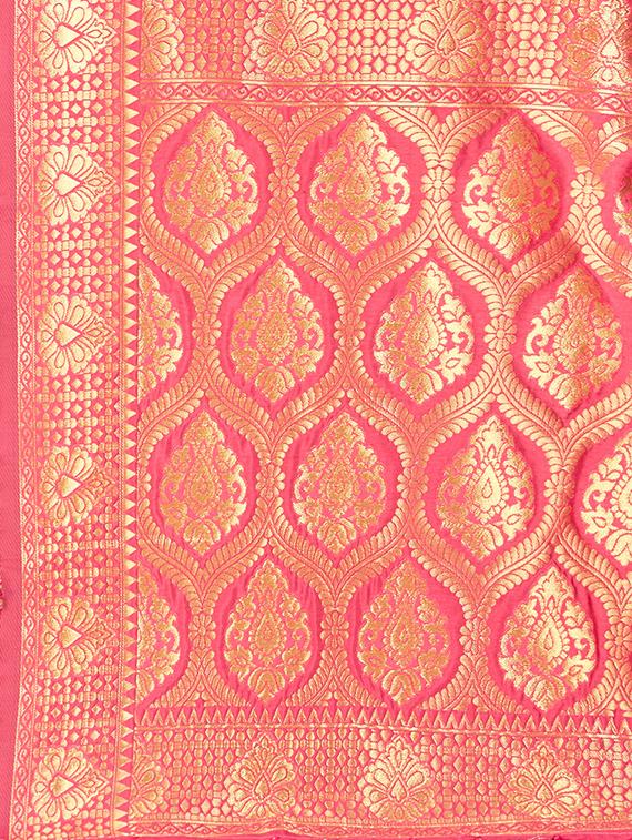 self design banarasi saree with blouse - 16838575 - Zoom Image - 4