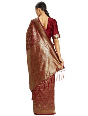 self design banarasi saree with blouse - 16838578 - Standard Image - 2