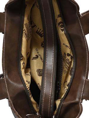 brown leatherette regular handbag - 16838726 - Standard Image - 3