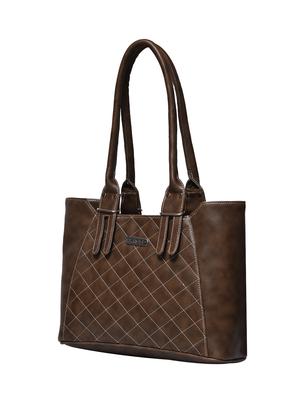 brown leatherette regular handbag - 16838726 - Standard Image - 4