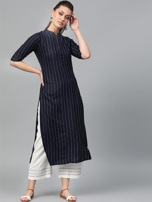 blue rayon straight kurta - 16839192 - Very Small Image - 1