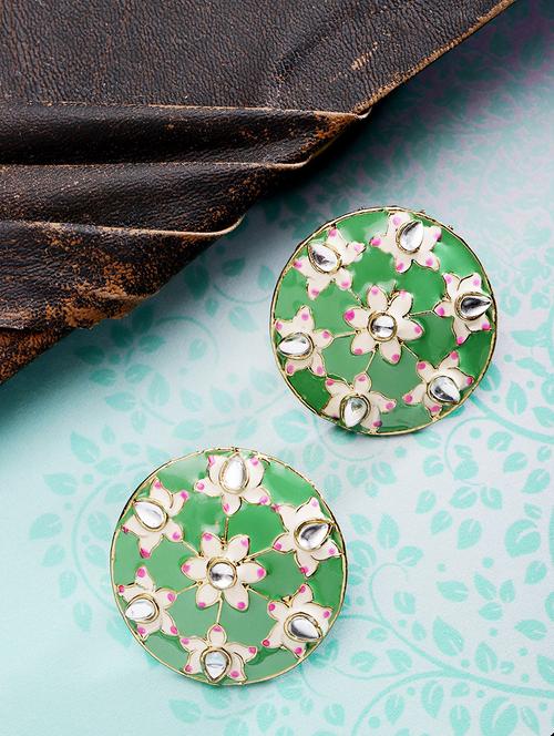 green brass studs earring - 16839508 - Standard Image - 1
