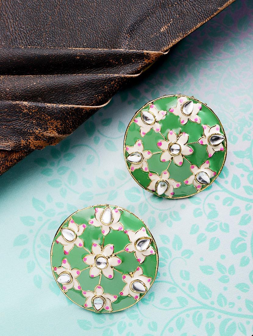 green brass studs earring - 16839508 - Zoom Image - 1