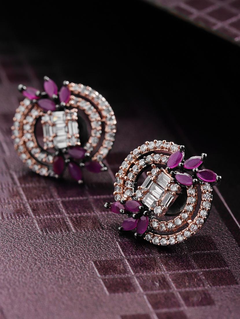 purple brass studs earring - 16839510 - Zoom Image - 1