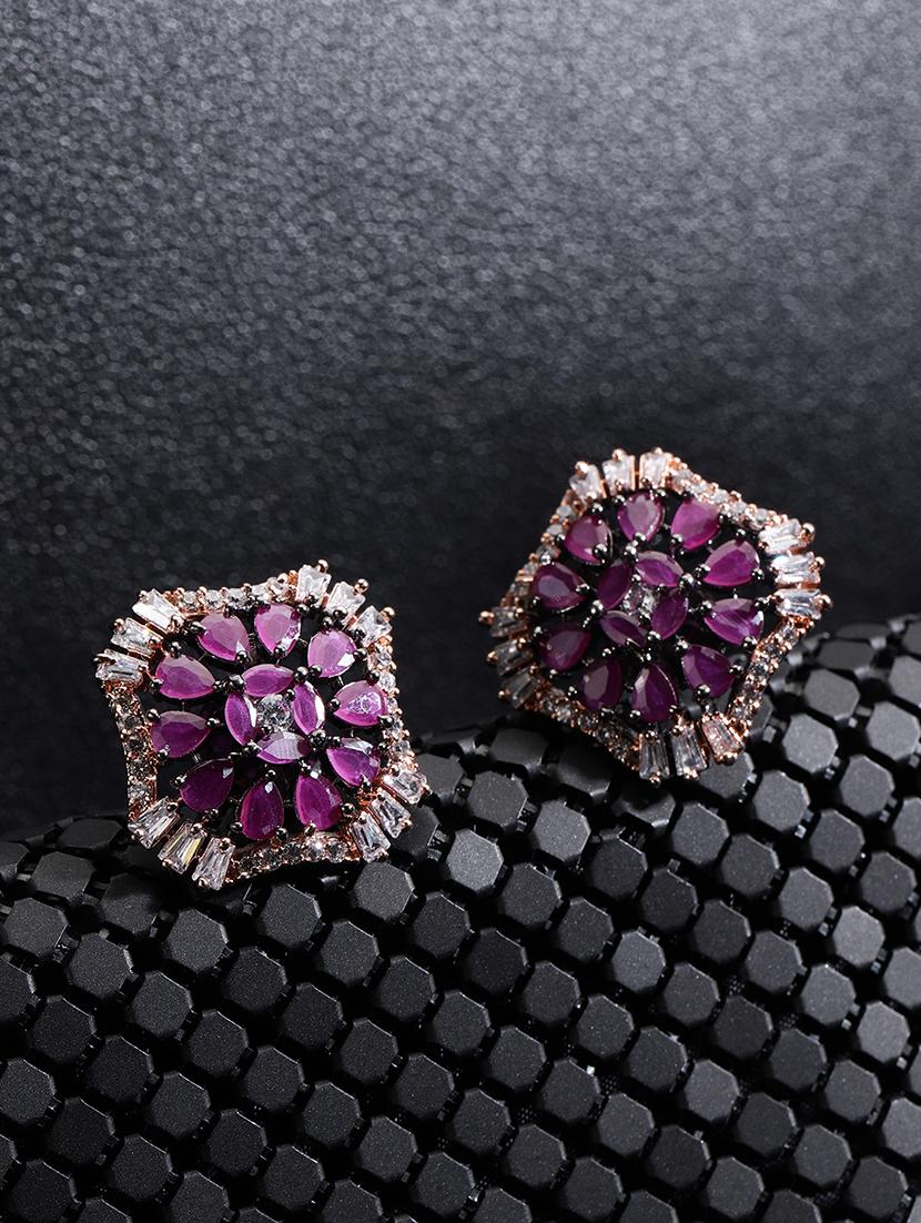 purple brass studs earring - 16839511 - Zoom Image - 1