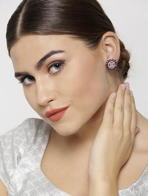 purple brass studs earring - 16839521 - Standard Image - 3