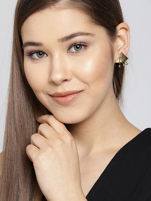 gold brass studs earring - 16839523 - Standard Image - 3