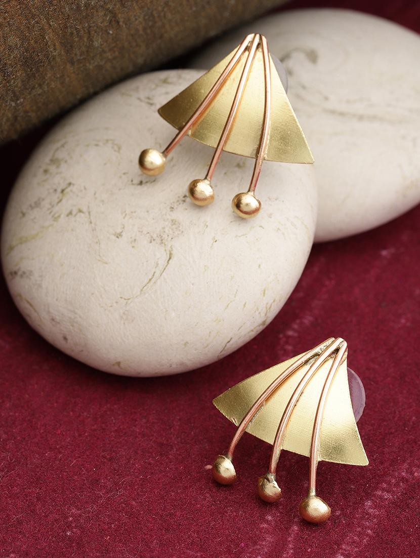 gold brass studs earring - 16839523 - Zoom Image - 1