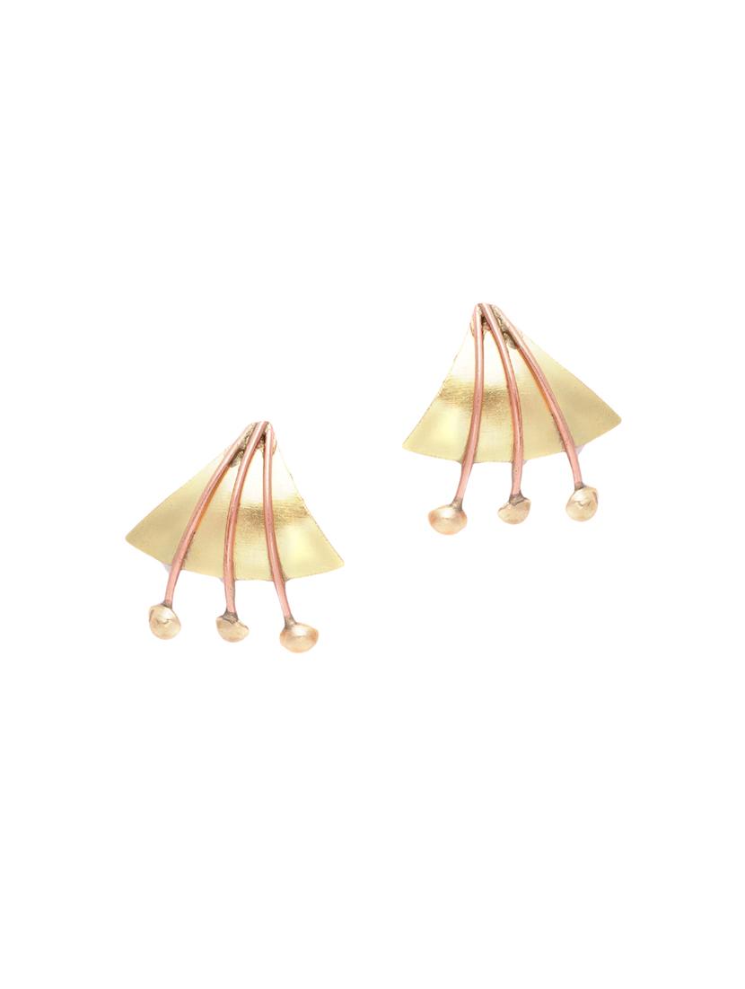 gold brass studs earring - 16839523 - Zoom Image - 2
