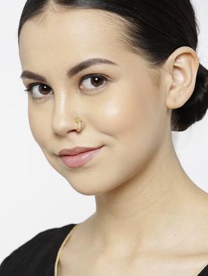 gold brass ring nose pin - 16839558 - Standard Image - 3
