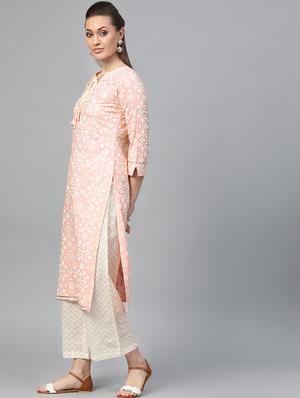 foil print kurta palazzo set - 16839873 - Standard Image - 2