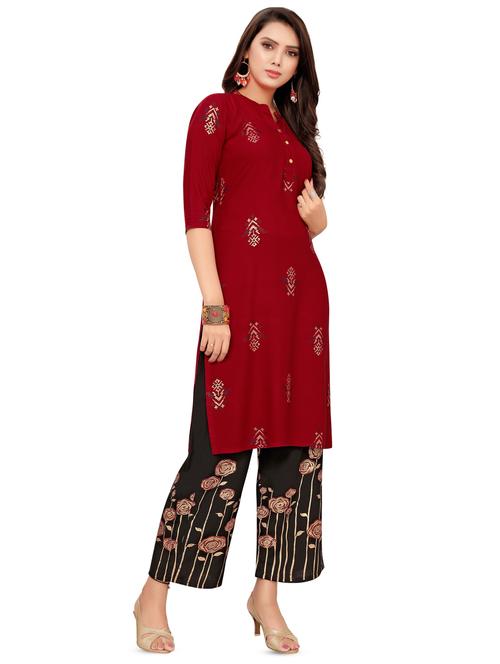printed kurta palazzo set - 16840041 - Standard Image - 1
