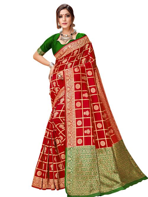 self design woven saree with blouse - 16840132 - Standard Image - 1