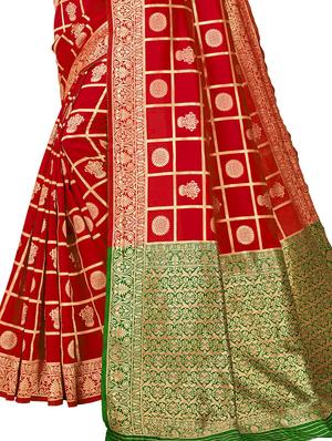 self design woven saree with blouse - 16840132 - Standard Image - 2