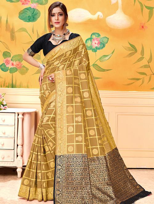 self design woven saree with blouse - 16840136 - Standard Image - 1