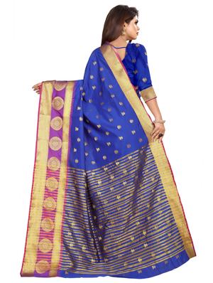self design bordered saree with blouse - 16840240 - Standard Image - 2