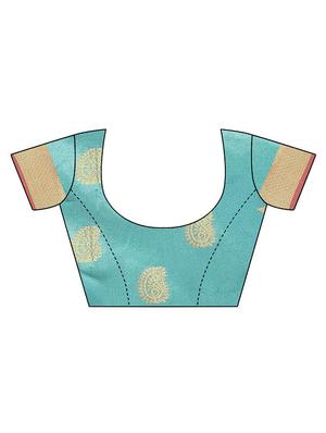 self design bordered saree with blouse - 16840247 - Standard Image - 3