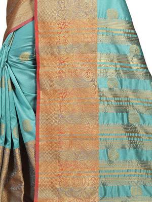self design bordered saree with blouse - 16840247 - Standard Image - 4