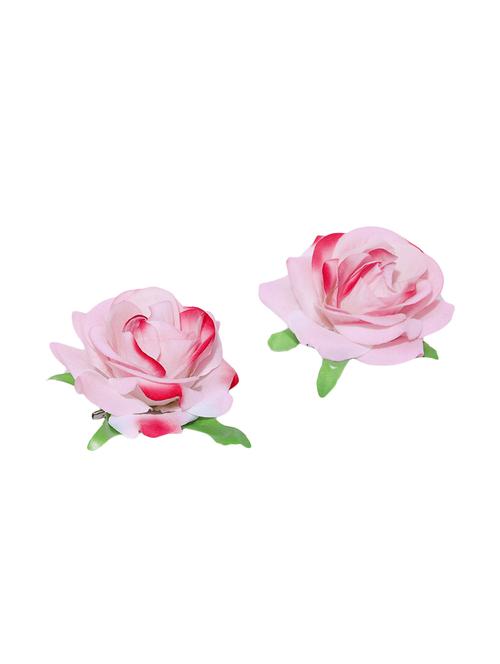 priyaasi set of 2 fabric rose flower pink colour hair clip - 16840362 - Standard Image - 1