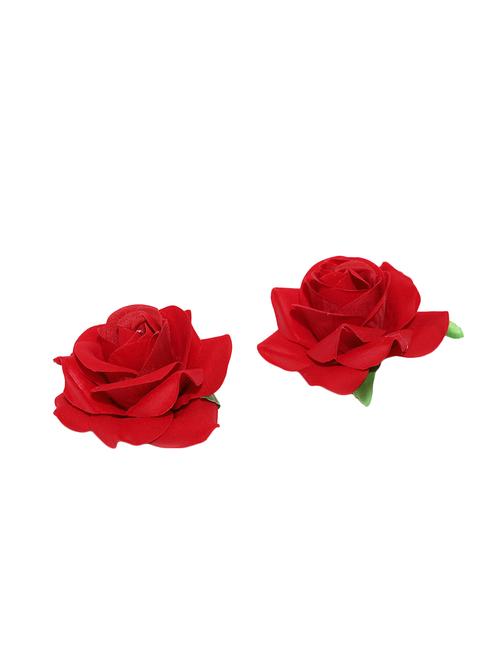 priyaasi set of 2 fabric rose flower red colour hair clip - 16840363 - Standard Image - 1