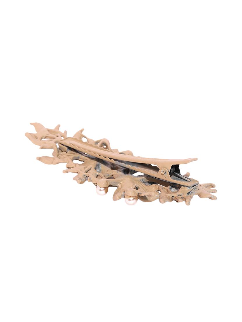 priyaasi matte finish stones and pearls studded floral brown hair clip - 16840365 - Zoom Image - 2