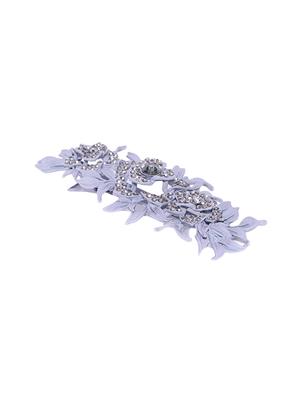 priyaasi matte finish stones studded floral and leaf lavender colour hair clip - 16840368 - Standard Image - 2