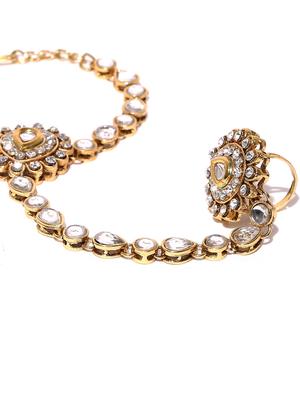 gold metal links bracelet - 16840495 - Standard Image - 3
